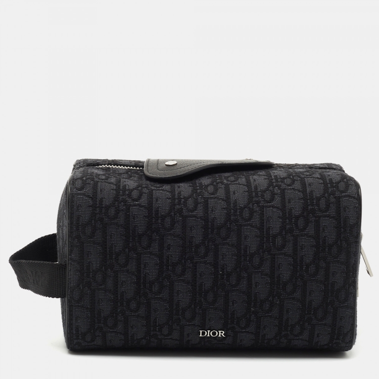 Dior Lingot Toiletry Bag Beige and Black Dior Oblique Jacquard