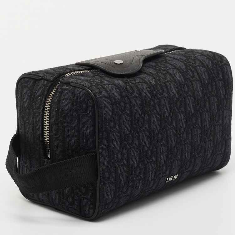 Pre Owned Dior Black Oblique Canvas Lingot Toiletry Case