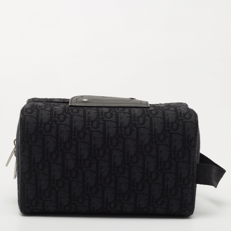 Pre Owned Dior Black Oblique Canvas Lingot Toiletry Case