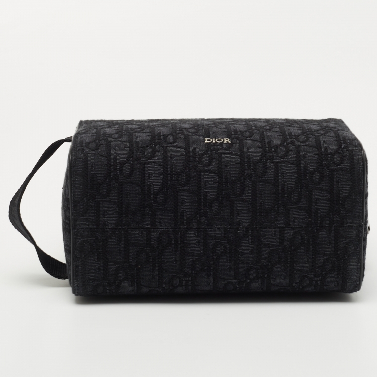 Pre Owned Dior Black Oblique Canvas Lingot Toiletry Case