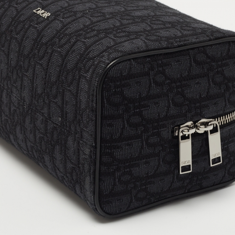Pre Owned Dior Black Oblique Canvas Lingot Toiletry Case
