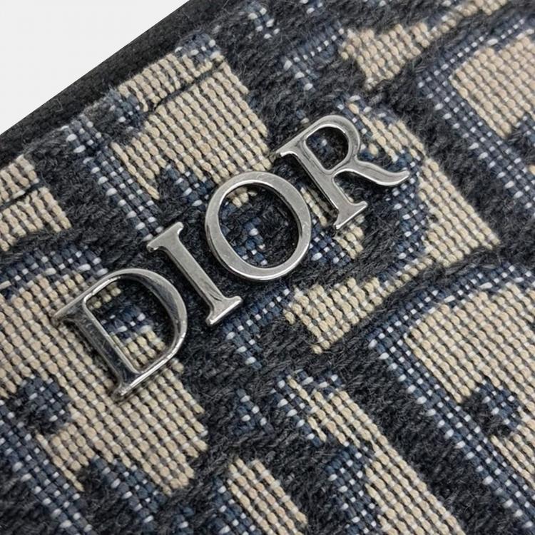 Pre Owned Dior Blue Oblique Canvas Clutch Bag