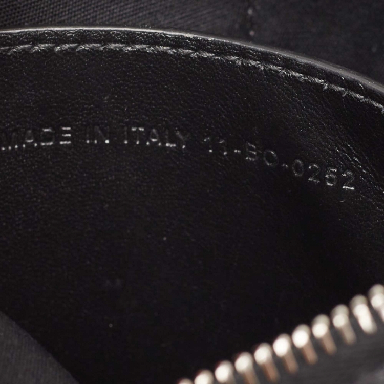 Pre Owned Dior Black Oblique Canvas and Leather Zip Slim Pouch