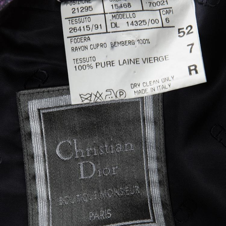 Pre Owned Dior Boutique Monsieur Vintage Purple Chevron Pattern Wool Waistcoat and Blazer Set XL