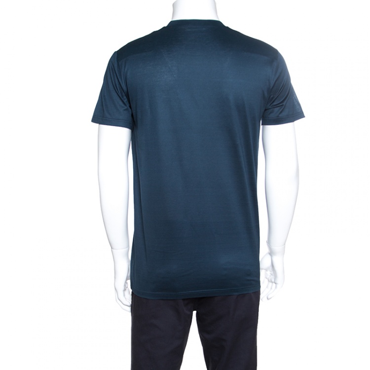 Pre Owned Dior Teal Blue Bee Embroidered Crew Neck T-Shirt M