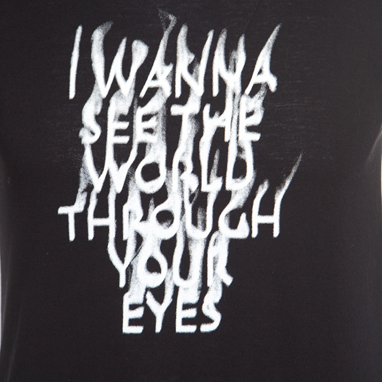 Pre Owned Dior Black Slogan Print Short Sleeve Crew Neck T-Shirt M