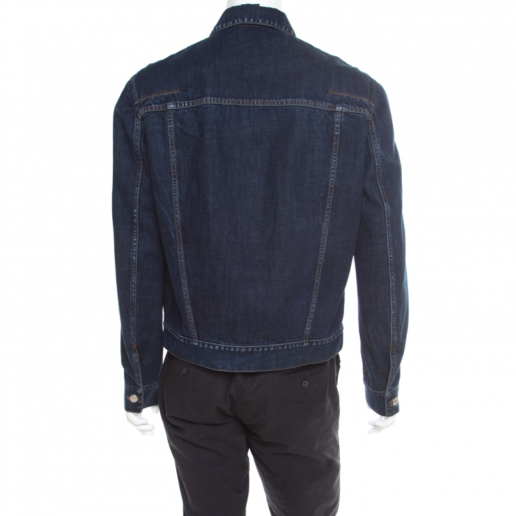 Pre Owned Dior Indigo Dark Wash Denim Button Front Jacket XXL