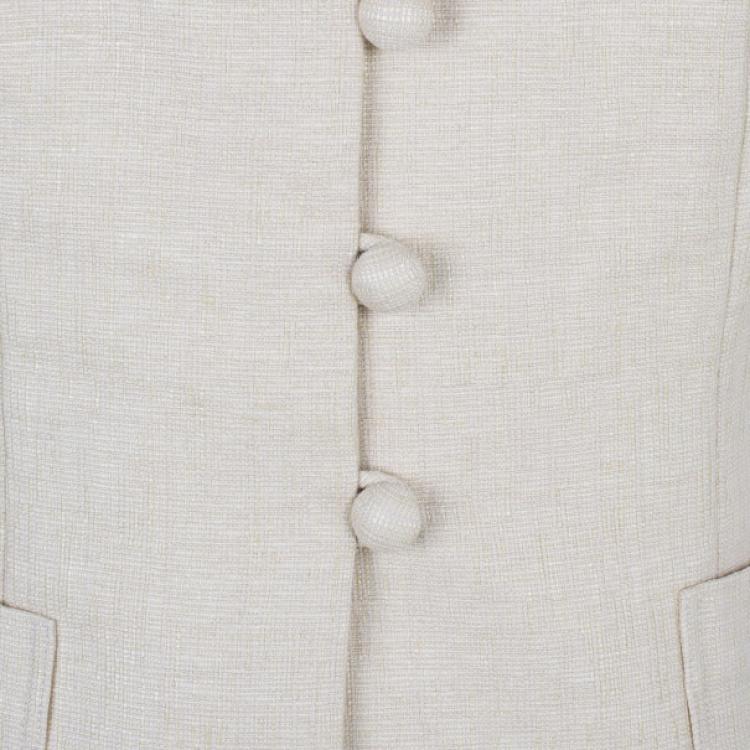 Pre Owned Dior Beige Short Sleeve Collar Detail Jacket L