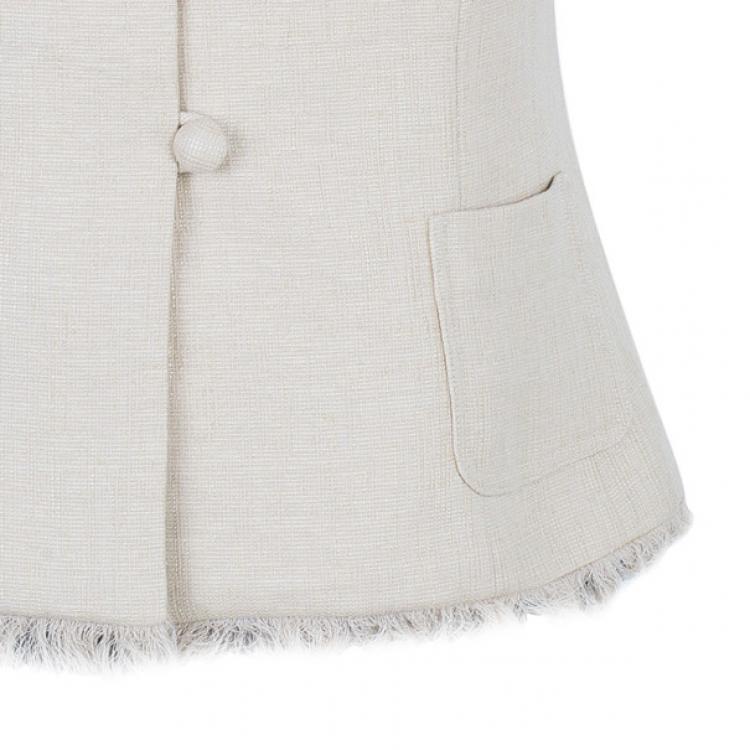 Pre Owned Dior Beige Short Sleeve Collar Detail Jacket L