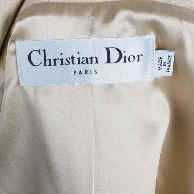Pre Owned Dior Beige Short Sleeve Collar Detail Jacket L