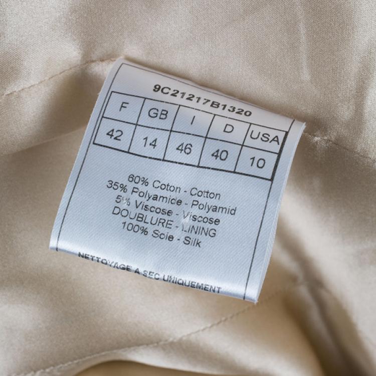 Pre Owned Dior Beige Short Sleeve Collar Detail Jacket L