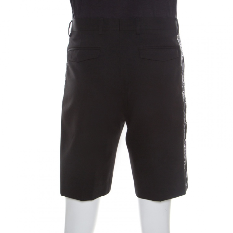 مملوكة مسبقًا Dior Black Wool Logo Panel Detail Shorts S