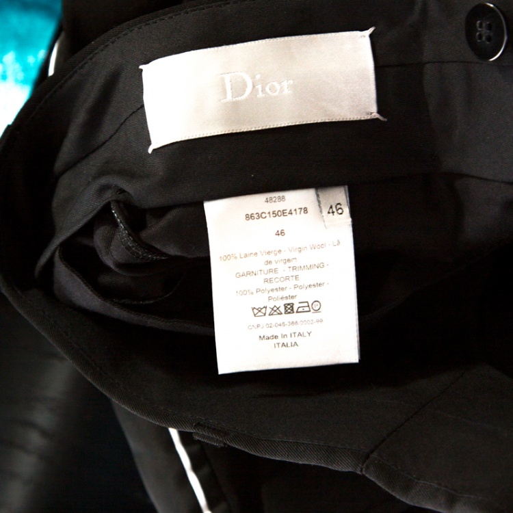 مملوكة مسبقًا Dior Black Wool Logo Panel Detail Shorts S