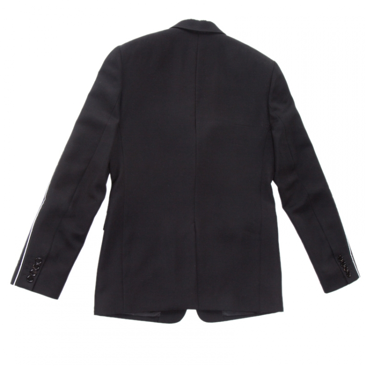 Pre Owned Dior Black Wool Logo Panel Detail Blazer XS 