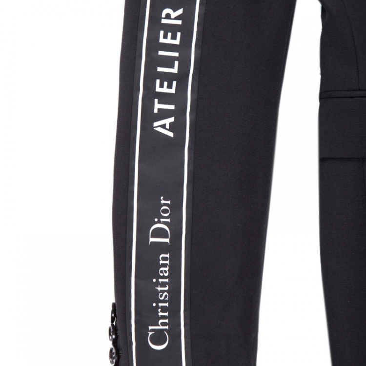 Pre Owned Dior Black Wool Logo Panel Detail Blazer XS 