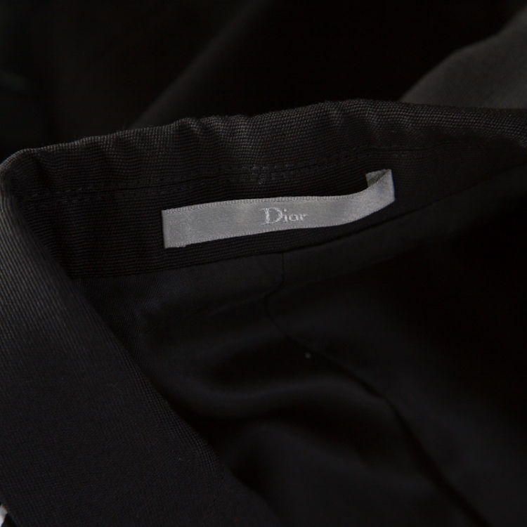 Pre Owned Dior Black Wool Logo Panel Detail Blazer XS 
