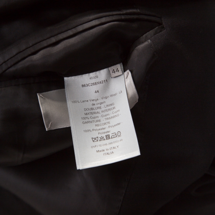 Pre Owned Dior Black Wool Logo Panel Detail Blazer XS 
