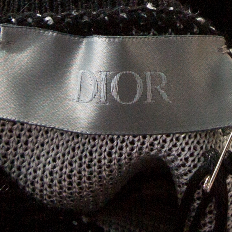 Pre Owned Dior and Sorayama Monochrome Intarsia Technical Wool Turtleneck Sweater XL