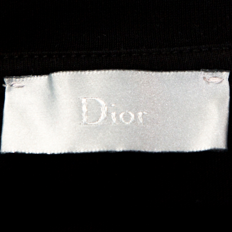 مملوكة مسبقًا Dior Black Logo Print Cotton Crew Neck T-Shirt S