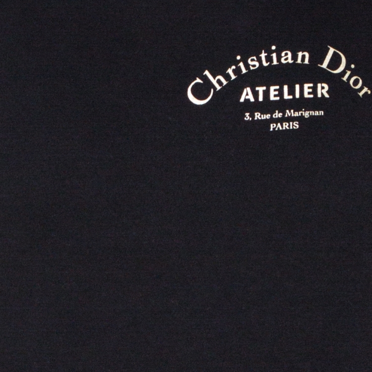 مملوكة مسبقًا Dior Black Logo Print Cotton Crew Neck T-Shirt S