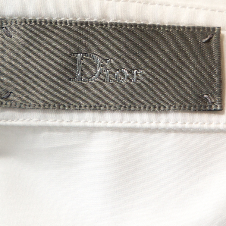 Pre Owned Dior Homme White Bee Embroidered Cotton Long Sleeve Shirt M