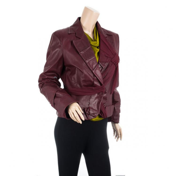 Pre Owned Christian Dior Leather Bow Jacket L