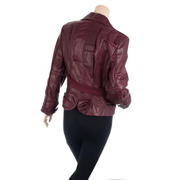 Pre Owned Christian Dior Leather Bow Jacket L