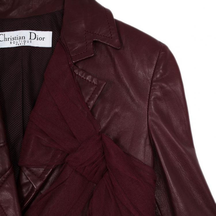 Pre Owned Christian Dior Leather Bow Jacket L