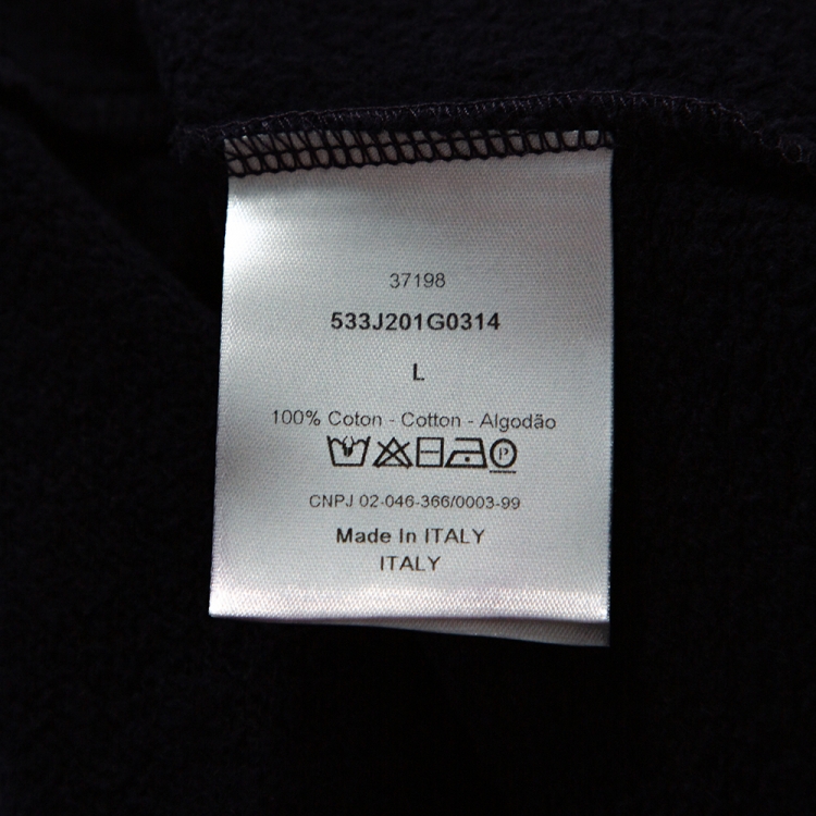 Pre Owned Dior Homme Navy Blue Cotton Denim Trim Zip Front Hooded Jacket L
