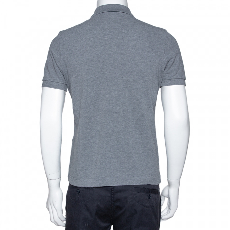 Pre Owned Dior Homme Grey Cotton Pique Logo Embroidered Fitted Polo T-Shirt L
