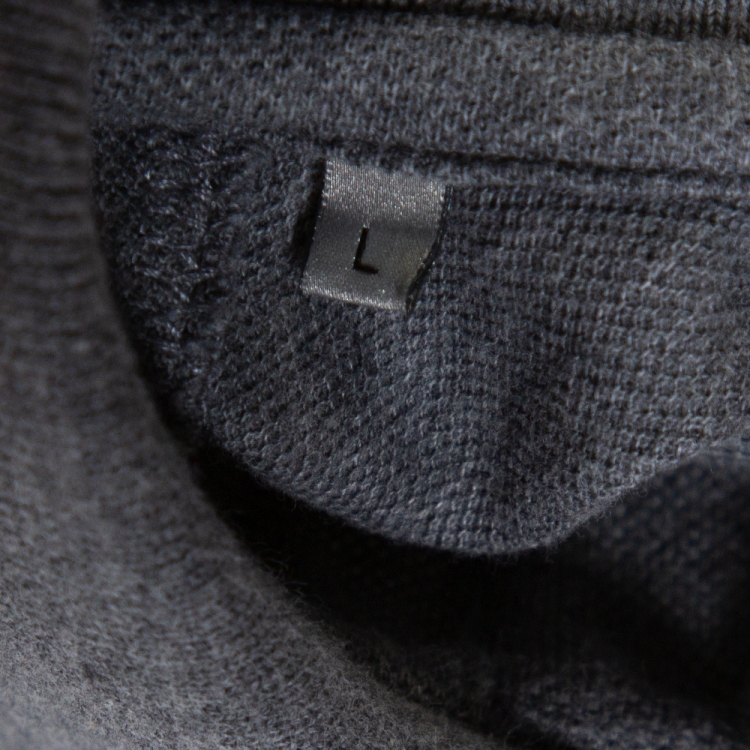 Pre Owned Dior Homme Grey Cotton Pique Logo Embroidered Fitted Polo T-Shirt L