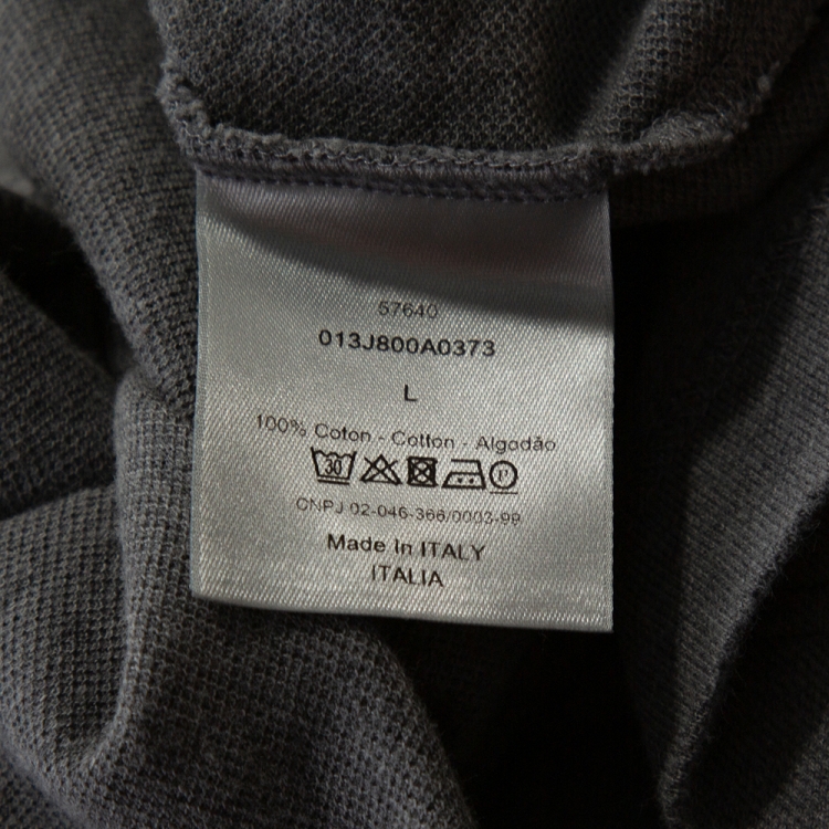 Pre Owned Dior Homme Grey Cotton Pique Logo Embroidered Fitted Polo T-Shirt L