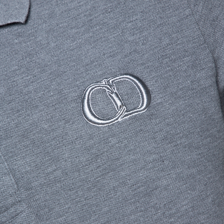 Pre Owned Dior Homme Grey Cotton Pique Logo Embroidered Fitted Polo T-Shirt L