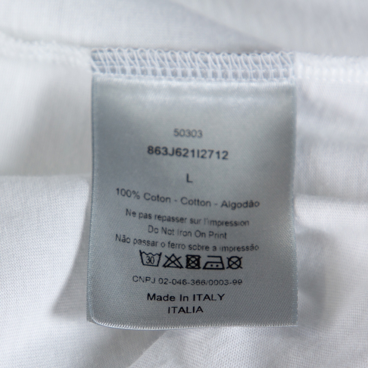 Pre Owned Dior Homme White Cotton Jersey Atelier Print T-Shirt L