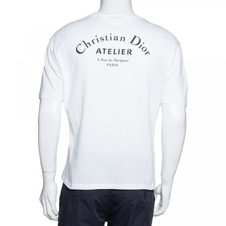 Pre Owned Dior Homme White Cotton Jersey Atelier Print T-Shirt L