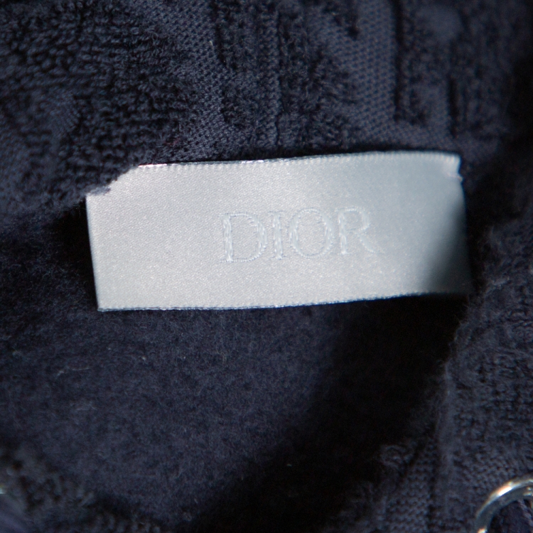 Pre Owned Dior Navy Blue Dior Oblique Jacquard Cotton Hoodie M