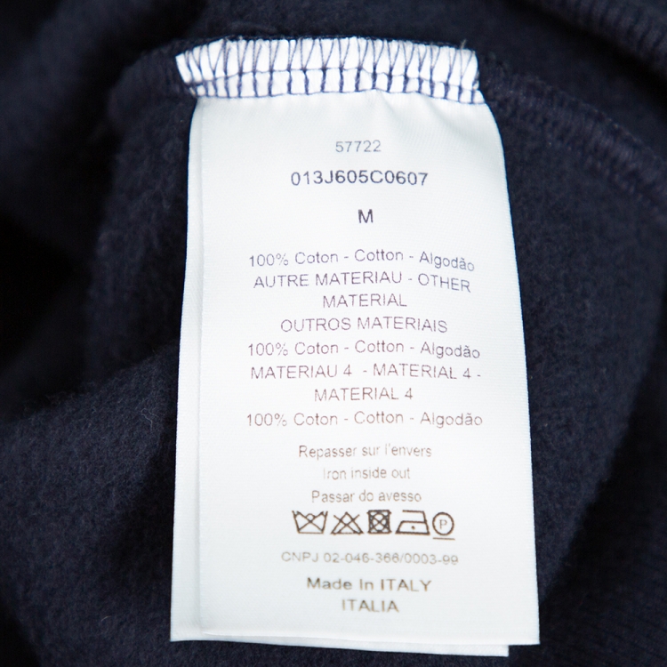Pre Owned Dior Navy Blue Dior Oblique Jacquard Cotton Hoodie M