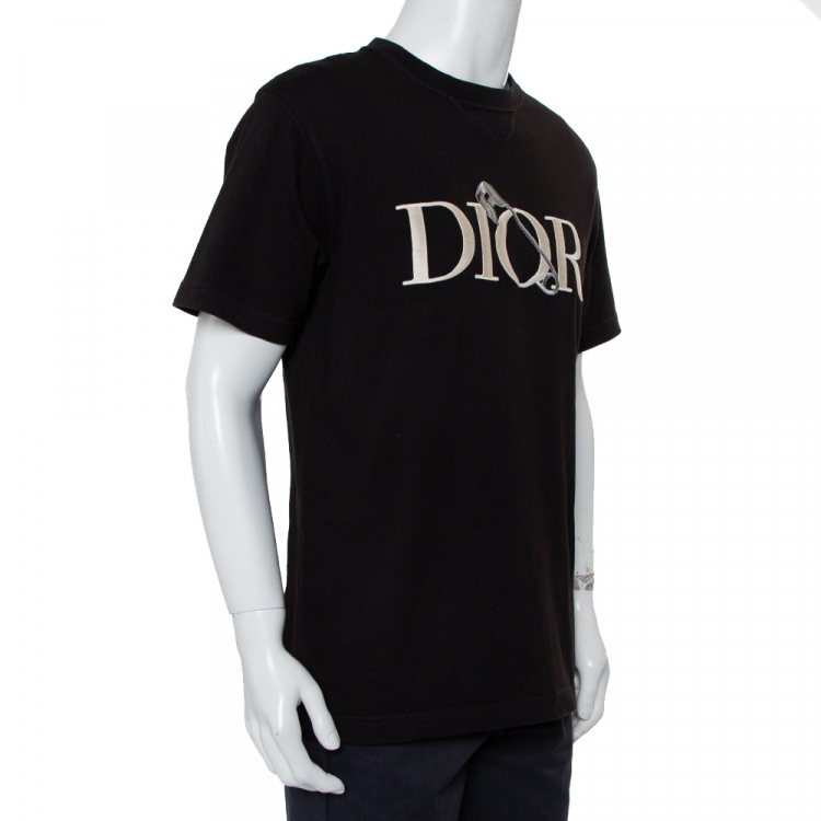 Dior X Judy Blame Black Cotton Logo Embroidered Crewneck T-Shirt L 