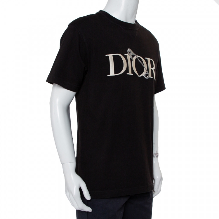 Dior X Judy Blame Black Cotton Logo Embroidered Crewneck T-Shirt L