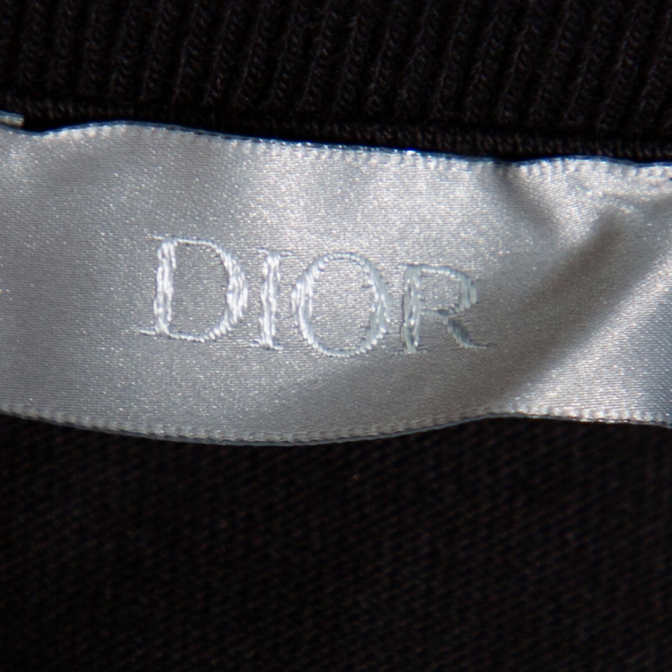 Pre Owned Dior X Judy Blame Black Cotton Logo Embroidered Crewneck T-Shirt L