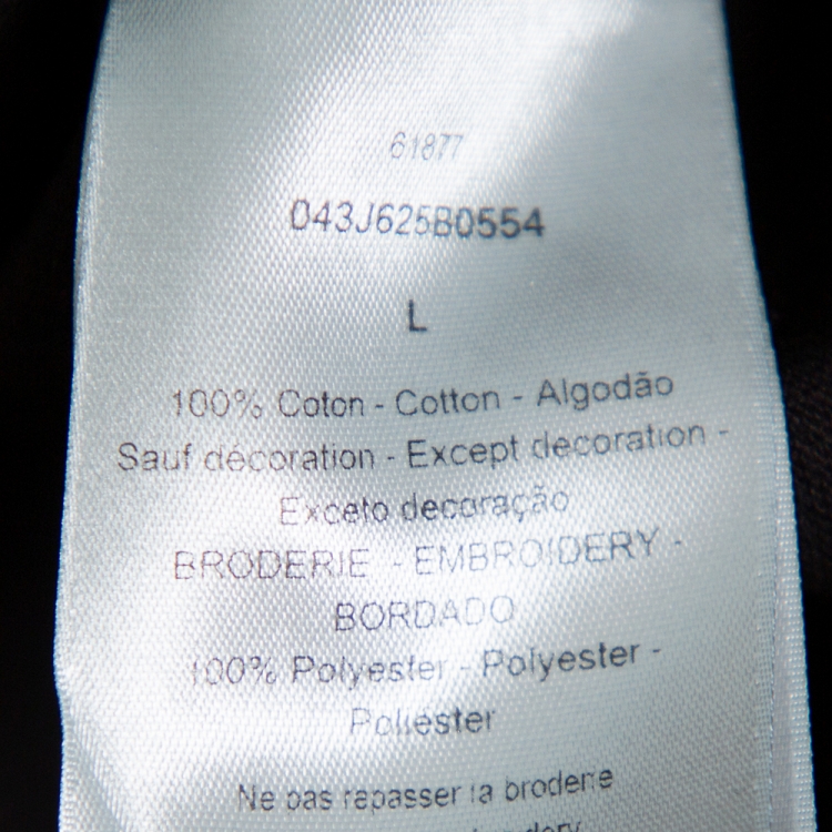 Pre Owned Dior X Judy Blame Black Cotton Logo Embroidered Crewneck T-Shirt L