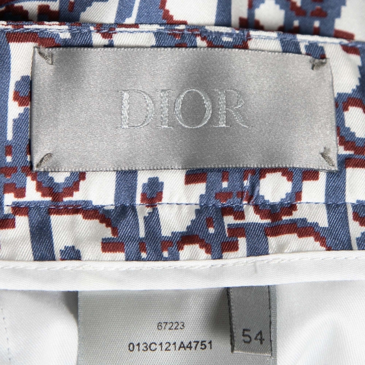 Pre Owned Dior Blue Oblique Pixel Printed Silk Shorts XXL