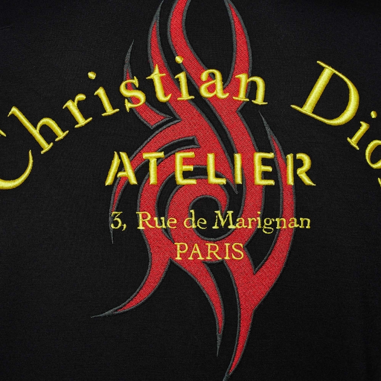Pre Owned Dior Homme Black Atelier Tribe Embroidered Knit Sweatshirt S