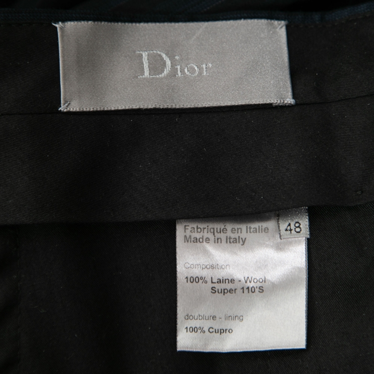 Pre Owned Dior Homme Navy Blue Striped Wool Suit M