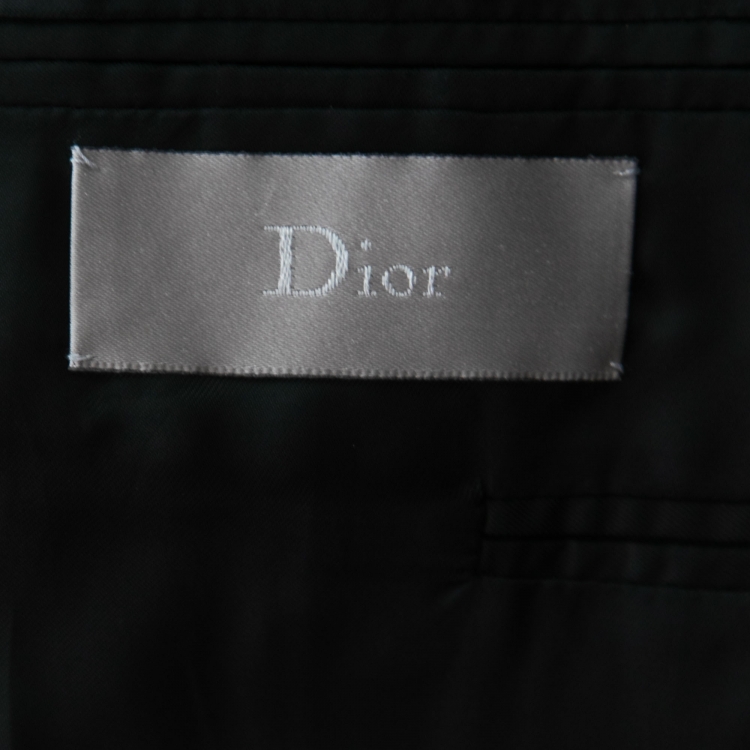 Pre Owned Dior Homme Navy Blue Striped Wool Suit M