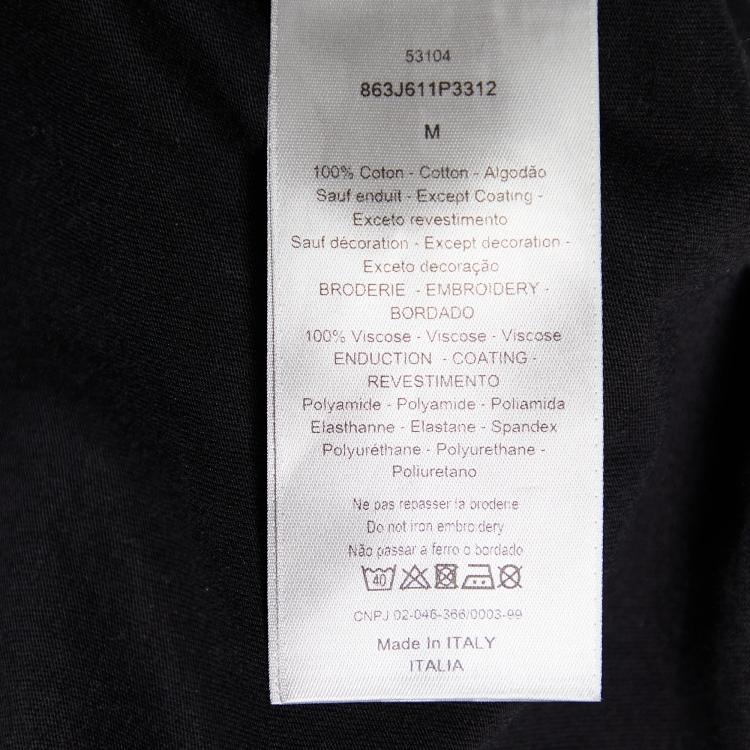 Pre Owned Dior Homme Dior By Dior Black Embroidered Cotton Knit T-Shirt M