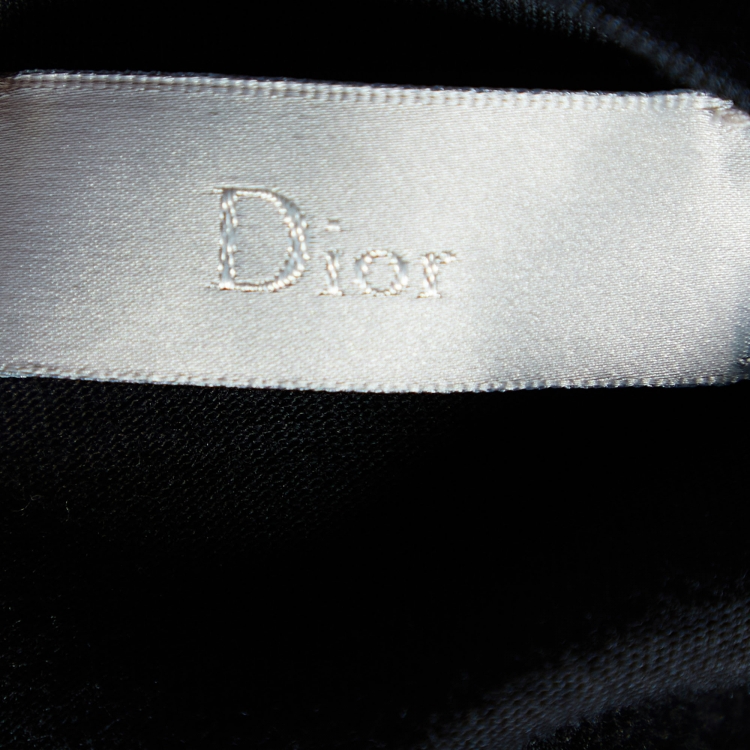 Pre Owned Dior Homme Dior By Dior Black Embroidered Cotton Knit T-Shirt M