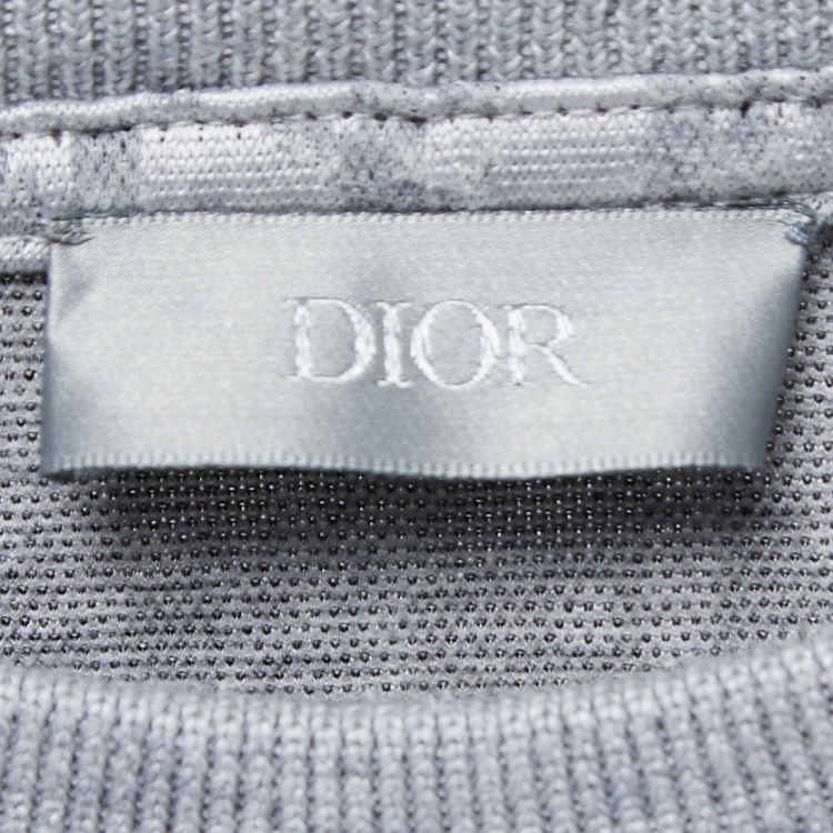 Pre Owned Dior Grey Oblique Jacquard Knit T-Shirt M
