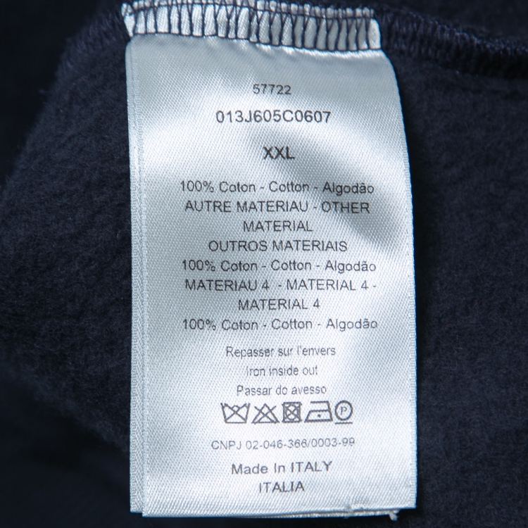 Pre Owned Dior Homme Navy Blue Dior Oblique Jacquard Terry Cotton Hooded Sweatshirt XXL