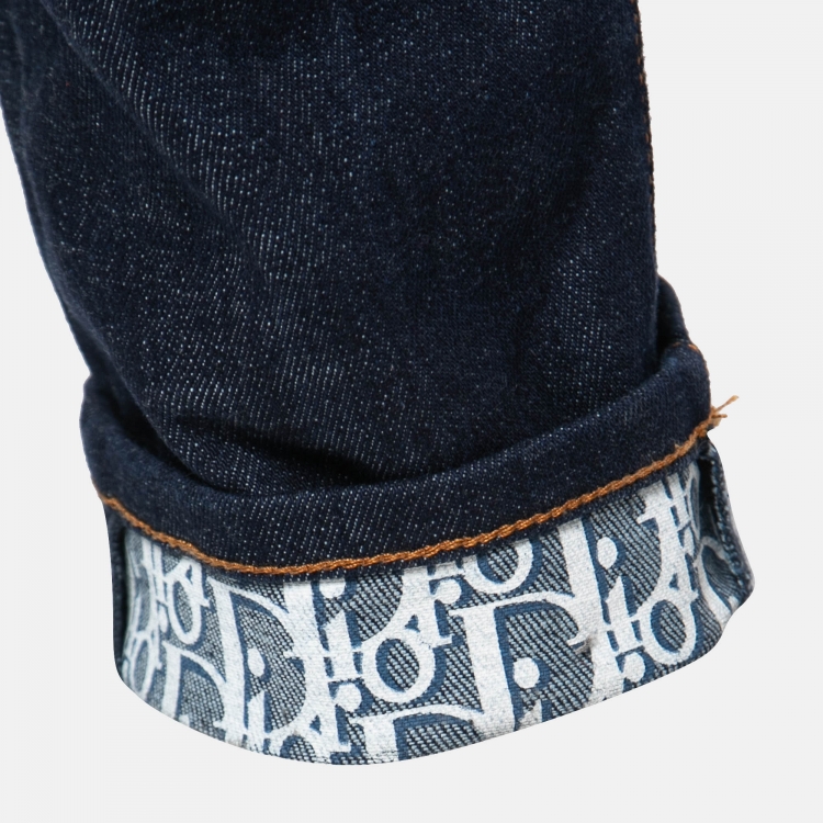 Pre Owned Dior Homme Blue Denim Slim Fit Oblique Jeans M Waist 32"